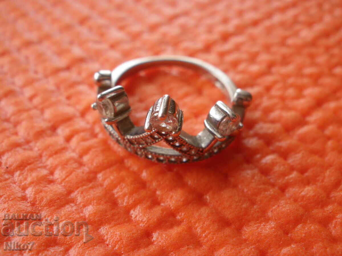 Сребърен,интересен,старинен, пръстен-"Царска корона"