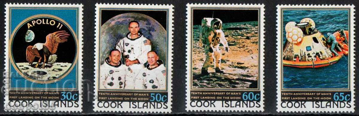 1979. Cook Islands. 10 years since the landing of "Apollo 11" on the moon.