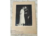 Fotografie mare de nuntă militară veche Locotenent Sarachev anii 1930