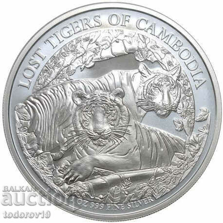 Moneda de argint 2024 Lost Cambodgia Tigers 1 oz