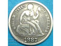 SUA 1 Dime 1887 10 Centi „Seated Liberty” Argint