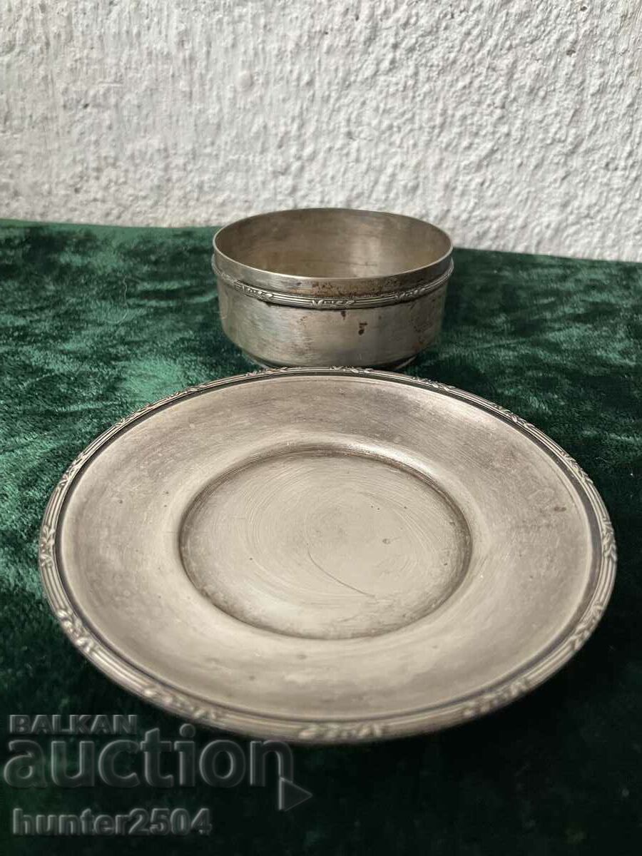 Plate and bowl, marked, silver-plated