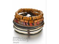 Set of 4 men's leather bracelets