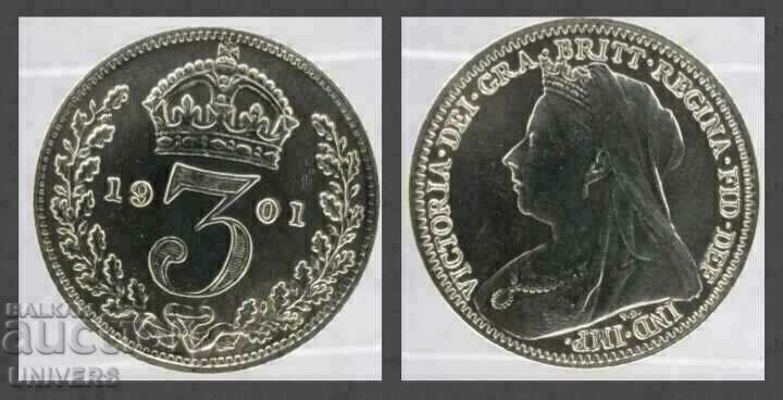 1901 THREE PENCE SILVER COIN