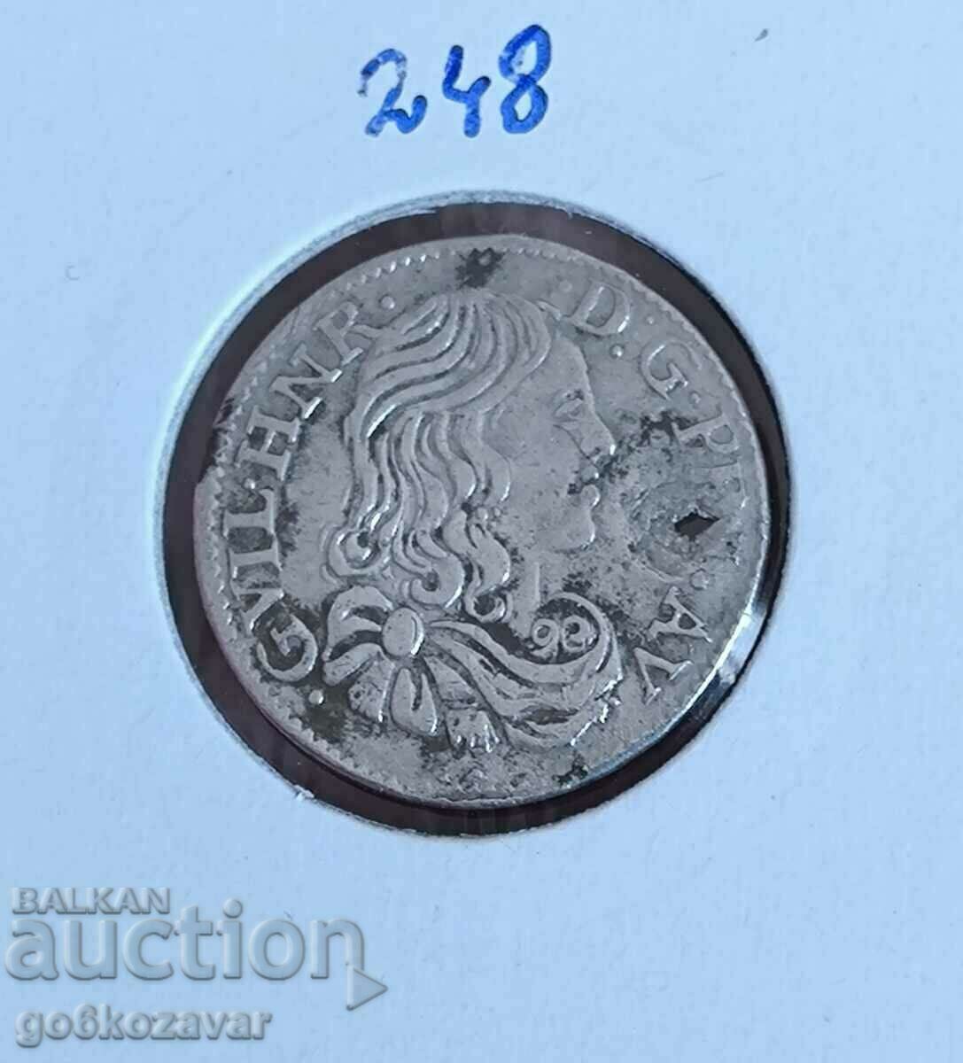 Γαλλία 1/12 ECU 1661 Ασήμι!Rare R R ! William Henry ο Τρίτος!