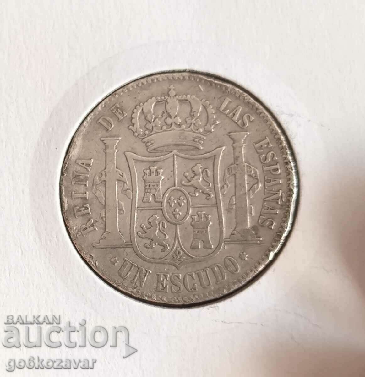 Испания 1 Ескудо 1867г Сребро ! Rare R ! с цена 75.00 лв. | € 38.35 Испания 1 Ескудо 1867г Сребро ! Rare R ! с цена 75.00 лв. | € 38.35