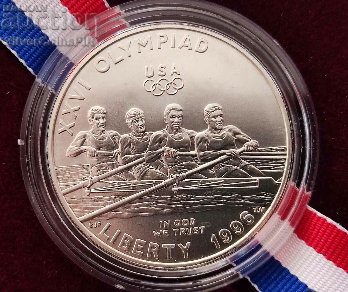 Сребро 1 Долар 1996 Гребане САЩ Буква D Олимпиада Атланта