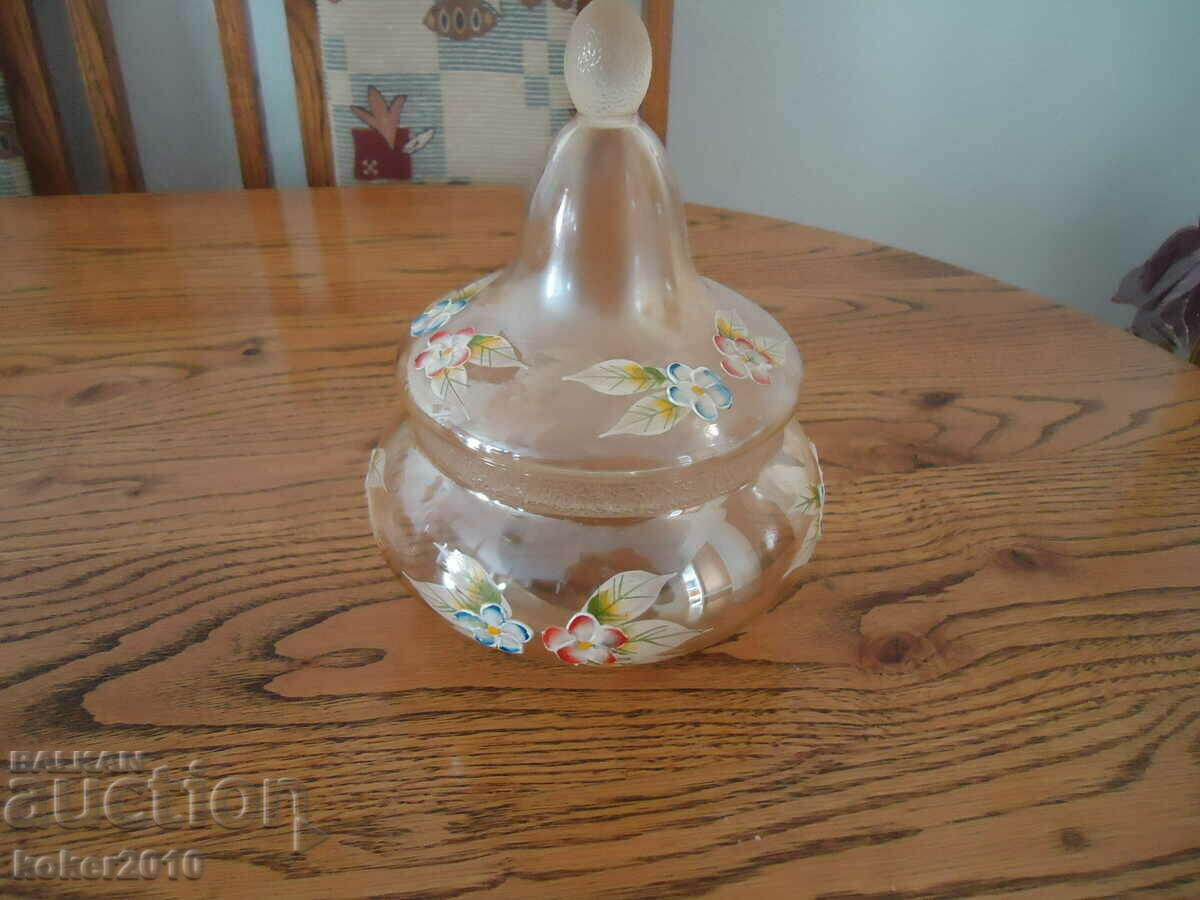 Old hand painted glass candy bowl with price 50.00 BGN | € 25.56 Old hand painted glass candy bowl with price 50.00 BGN | € 25.56