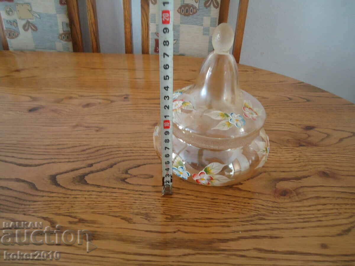 Auction Old hand painted glass candy bowl Auction Old hand painted glass candy bowl