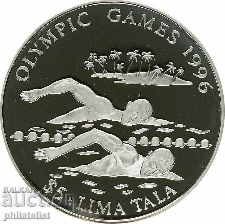 Tokelau 1994 5 Tala - Elisabeta a II-a - Moneda de argint de înot