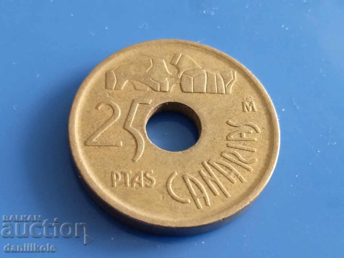 *$*Y*$* SPAIN 25 PESETS 1994 CANARY ISLANDS EXCELLENT *$*Y*$* with price 2.93 BGN | € 1.50 *$*Y*$* SPAIN 25 PESETS 1994 CANARY ISLANDS EXCELLENT *$*Y*$* with price 2.93 BGN | € 1.50