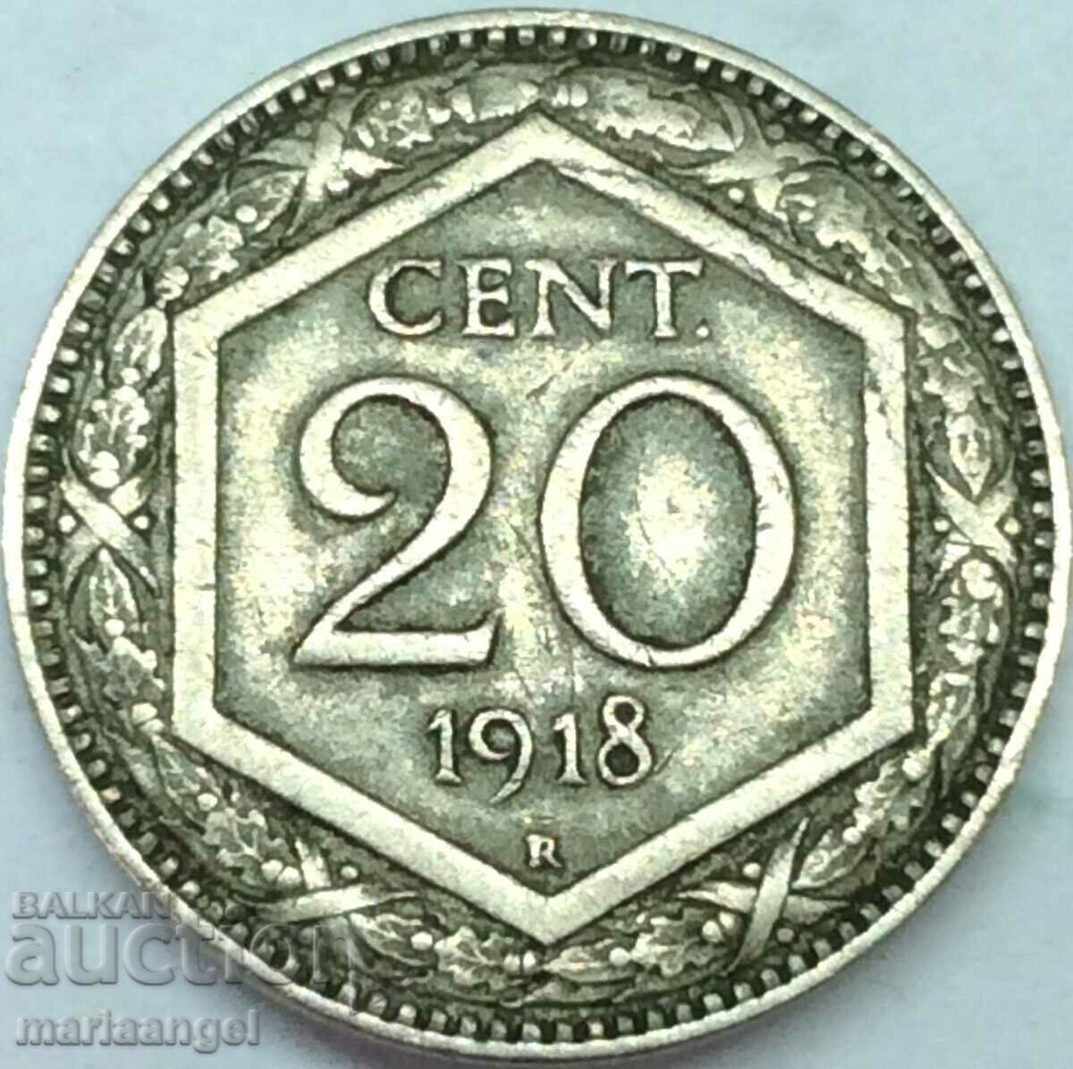 20 centesimi 1918 Ιταλία 6η γωνία - αρκετά σπάνια