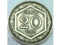 20 centesimi 1918 Italia al 6-lea colț - destul de rar