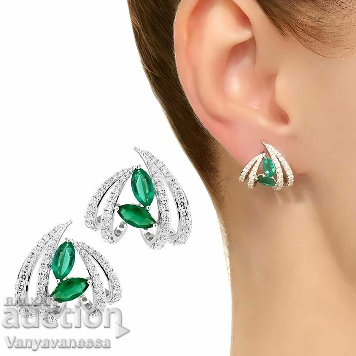 New! Beautiful Green Cubic Zirconia Earrings Free Dos