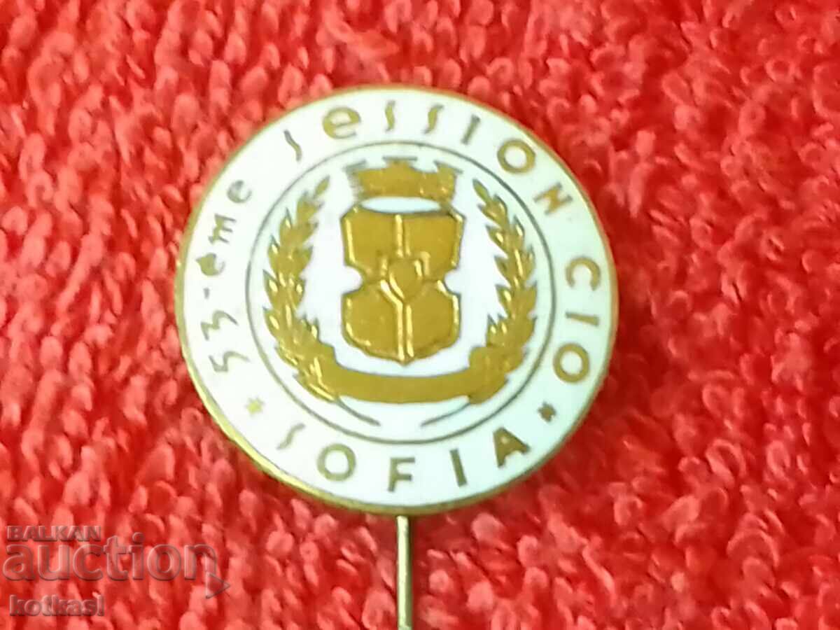 Delivery of Old metal badge Sofia 53 session of the IOC gilding excellent Delivery of Old metal badge Sofia 53 session of the IOC gilding excellent