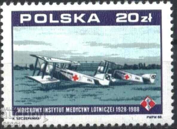 Чиста марка Самолети Медицина Червен Кръст 1988 от Полша