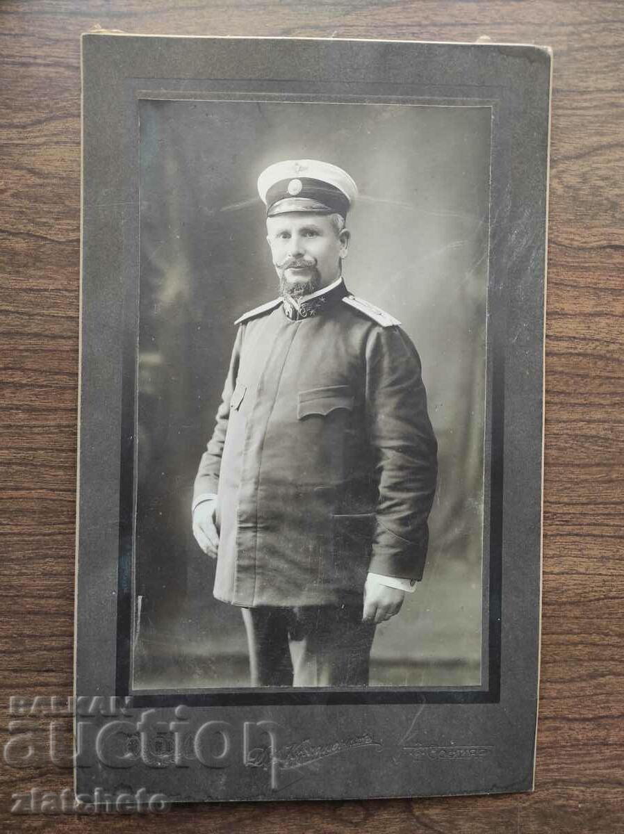 Old cardboard photo - military, studio Dimitar Karastoyanov with price 40.00 BGN | € 20.45 Old cardboard photo - military, studio Dimitar Karastoyanov with price 40.00 BGN | € 20.45