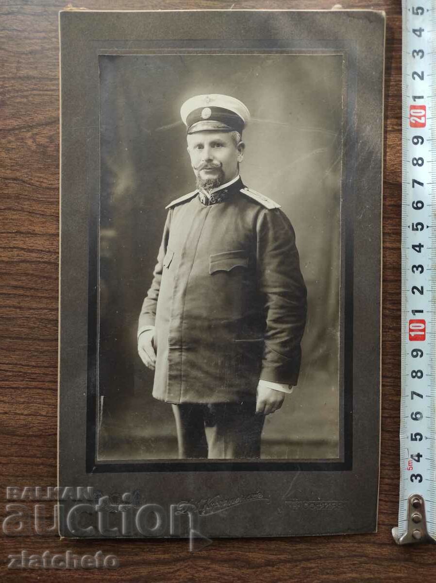 Fotografie veche din carton - militar, studio Dimitar Karastoyanov