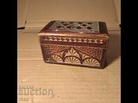 Old carved wood card box