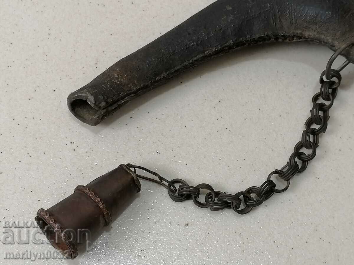 Доставка на Стара хайдушка кожена барутница пушка пищов шишане ОРИГИНАЛ