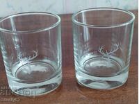 2 whiskey glasses with engraved Deer.