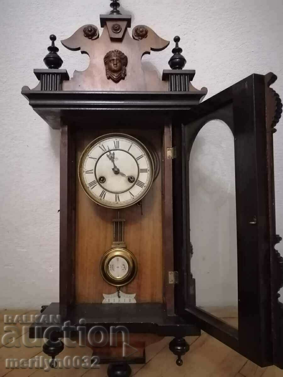 Ceasul de perete german Junghans de la sfârșitul secolului al XIX-lea FUNcționează - 7
