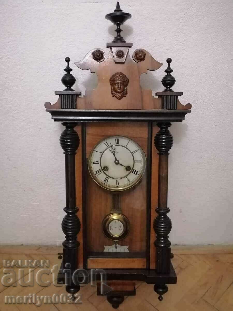 Немски стенен часовник Юнгханс от края на 19 век РАБОТИ
