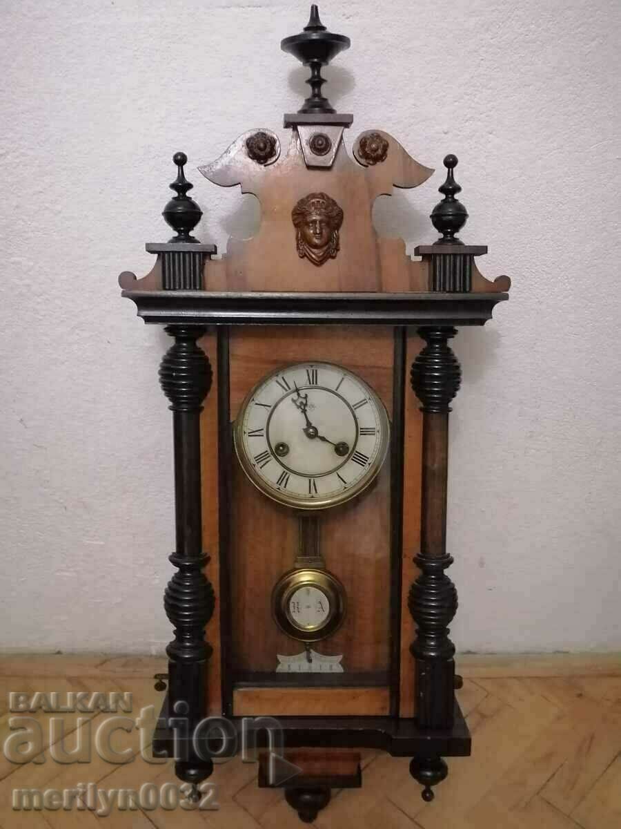 Late 19th Century German Junghans Wall Clock WORKS Late 19th Century German Junghans Wall Clock WORKS