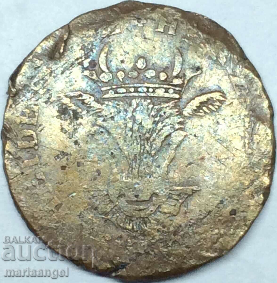 3 Pfennig 1755 Mecklenburg Germania Cap de capră în coroana R