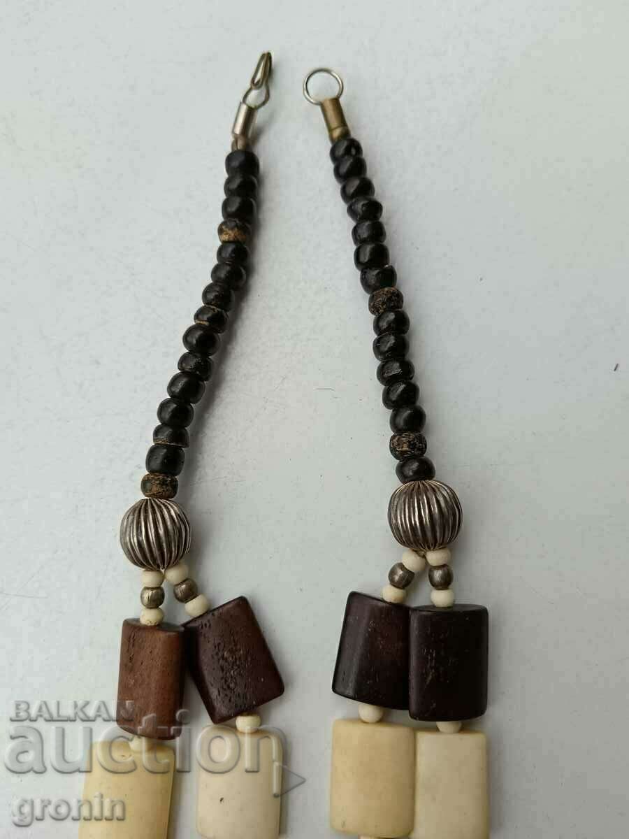 Auction  Double row, carved bone necklace, cross, stars, Tuareg, compass