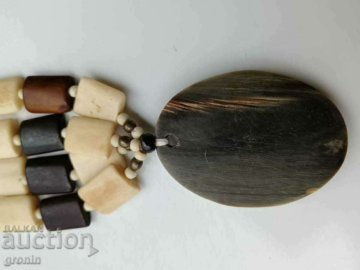 Delivery of Double row, carved bone necklace, cross, stars, Tuareg, compass