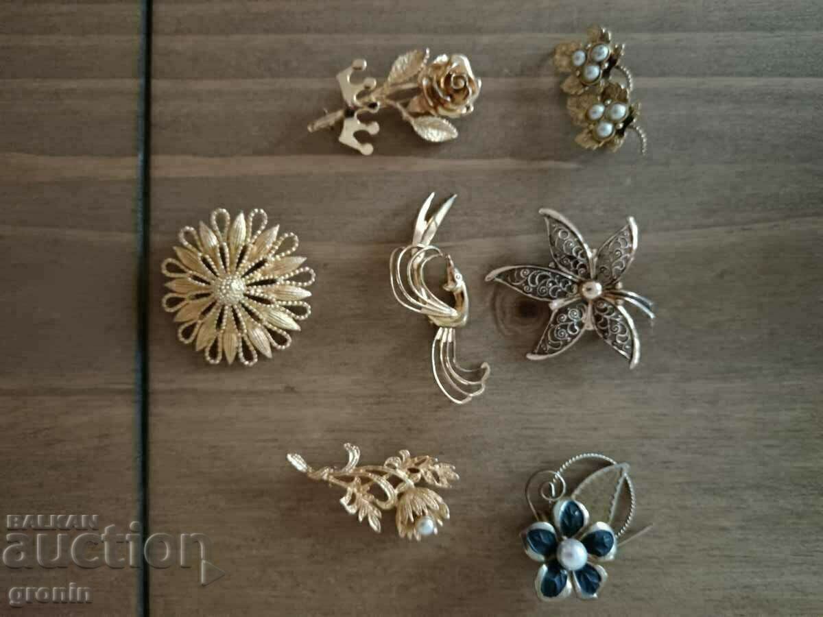 Παρτίδα 7 τμχ, καρφίτσες, παλιές, κίτρινες, vintage, επίχρυσες, με τιμή € 63.91 | 125.00 BGN