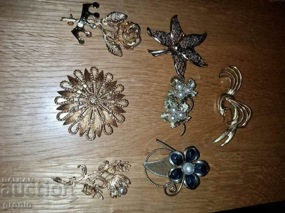 Lot 7 buc, brose, vechi, galbene, vintage, aurite, - 7