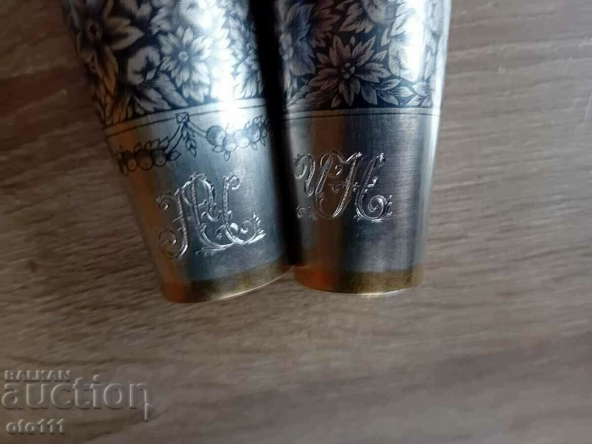 Auction RUSSIAN SILVER GLASS, GLASSES - 2 pieces Auction RUSSIAN SILVER GLASS, GLASSES - 2 pieces