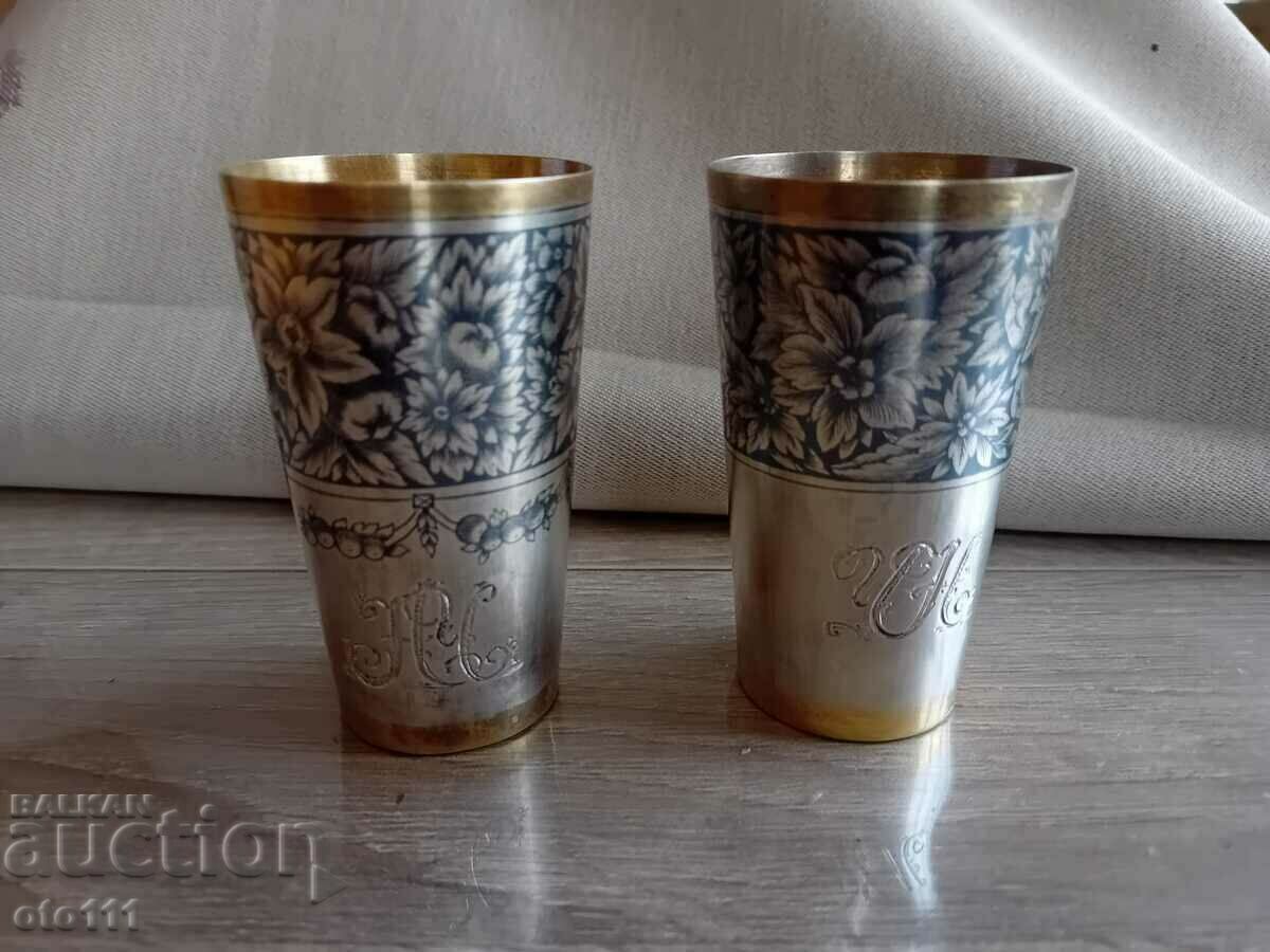 RUSSIAN SILVER GLASS, GLASSES - 2 pieces RUSSIAN SILVER GLASS, GLASSES - 2 pieces