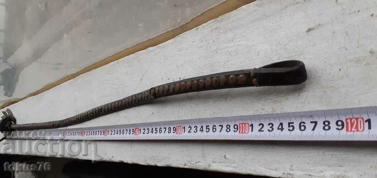 Old leather whip, tassel, horse ornament - 5