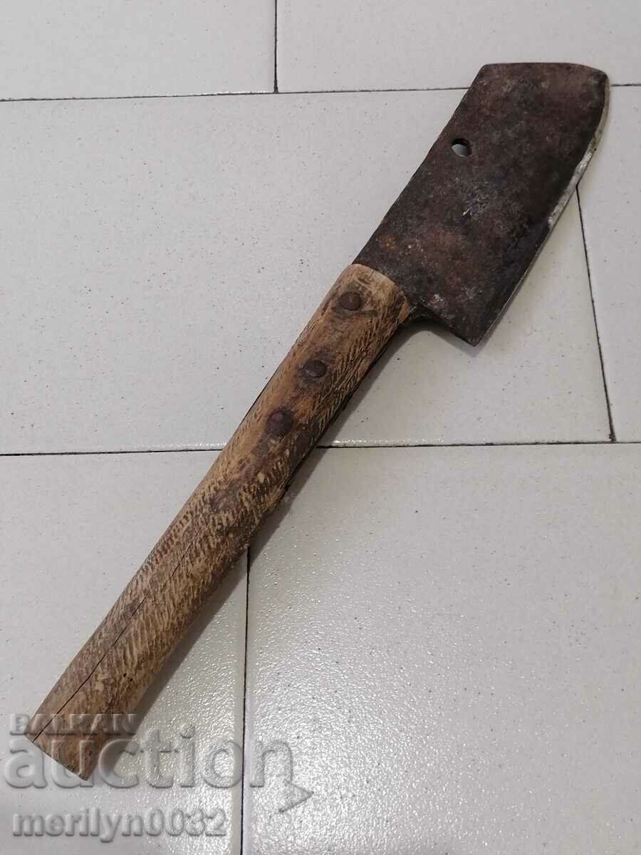 Auction Old forged saber, axe, axe, knife, machete Auction Old forged saber, axe, axe, knife, machete