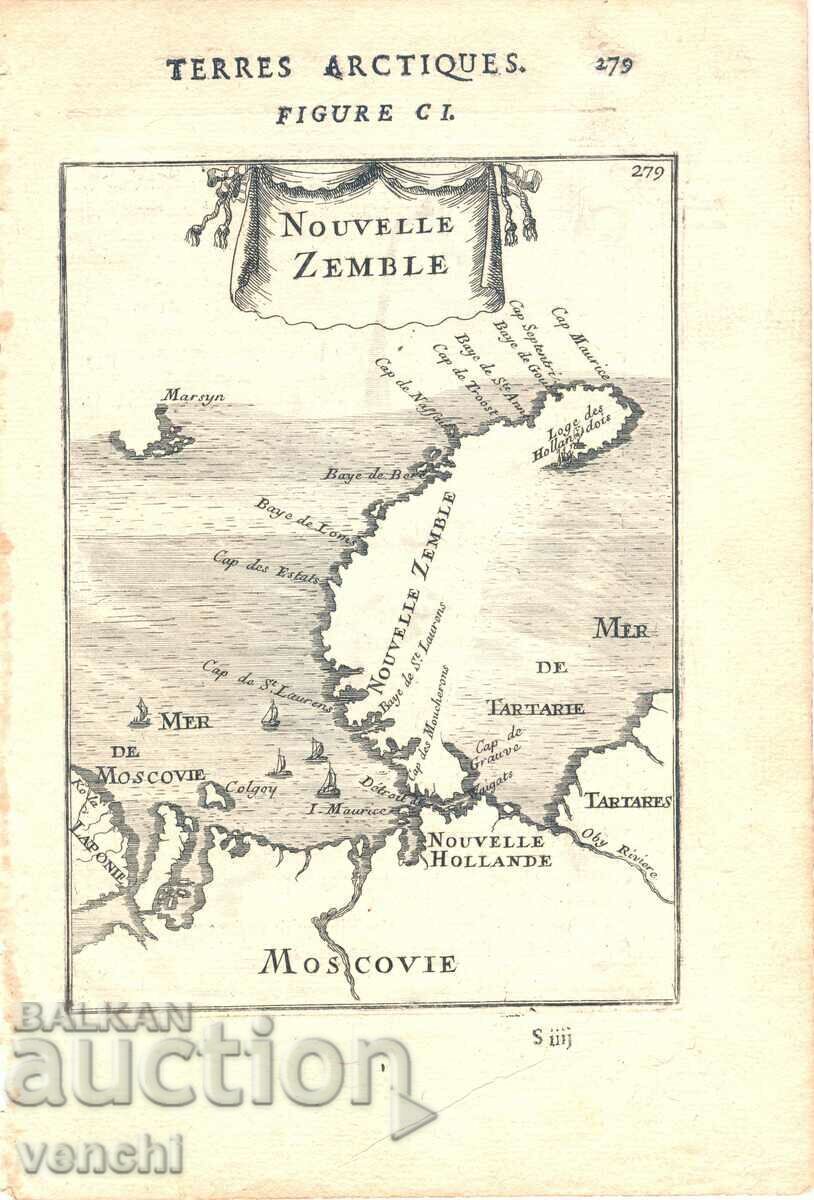 1683 - GRAVURĂ - ARCTICA - NOVAIA ZEMLIA - ORIGINAL
