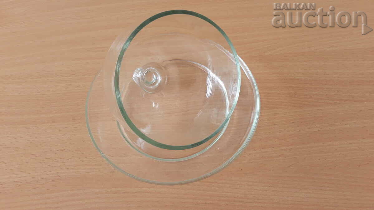 antique glass jar with lid for butter with price 41.00 BGN | € 20.96