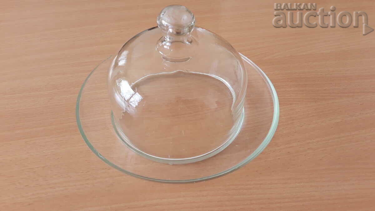 Auction  antique glass jar with lid for butter