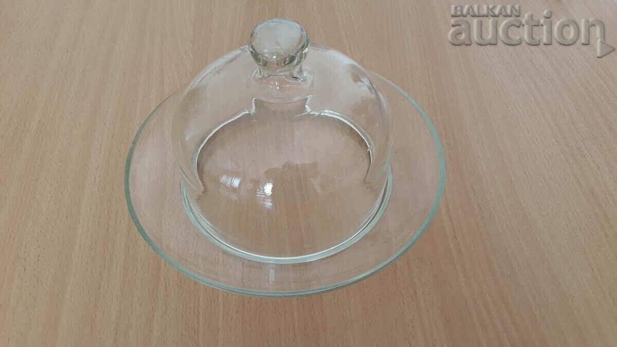 Delivery of antique glass jar with lid for butter
