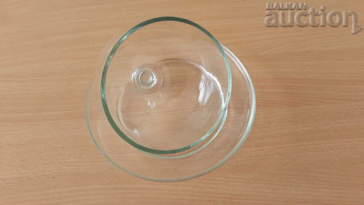 antique glass jar with lid for butter - 5