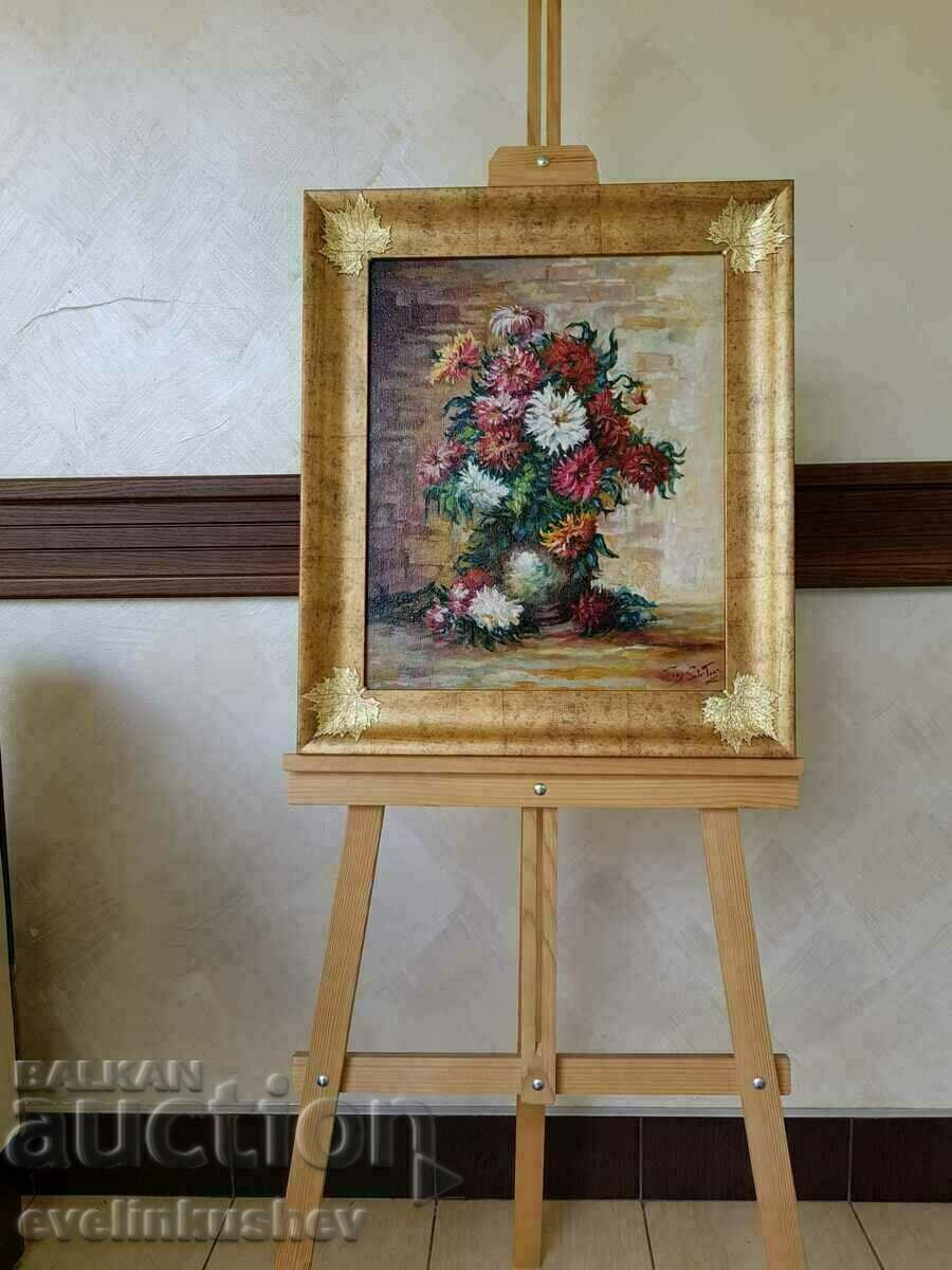 Oil painting "Vase with flowers" Italian artist - 5