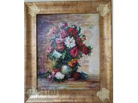 Oil painting "Vase with flowers" Italian artist