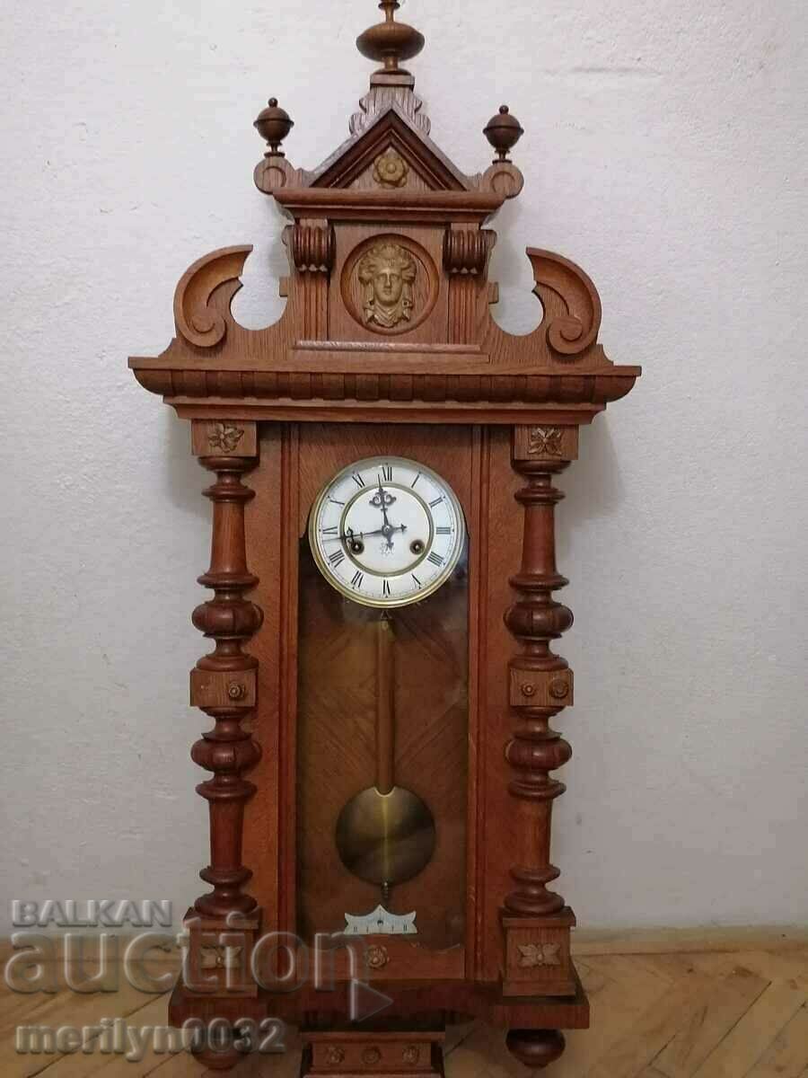Late 19th Century German Junghans Wall Clock WORKS with price 689.00 BGN | € 352.28