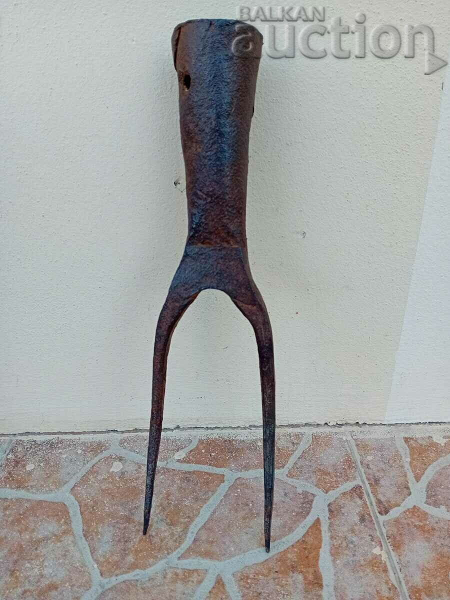 vintage primitive hand-forged pitchfork tool