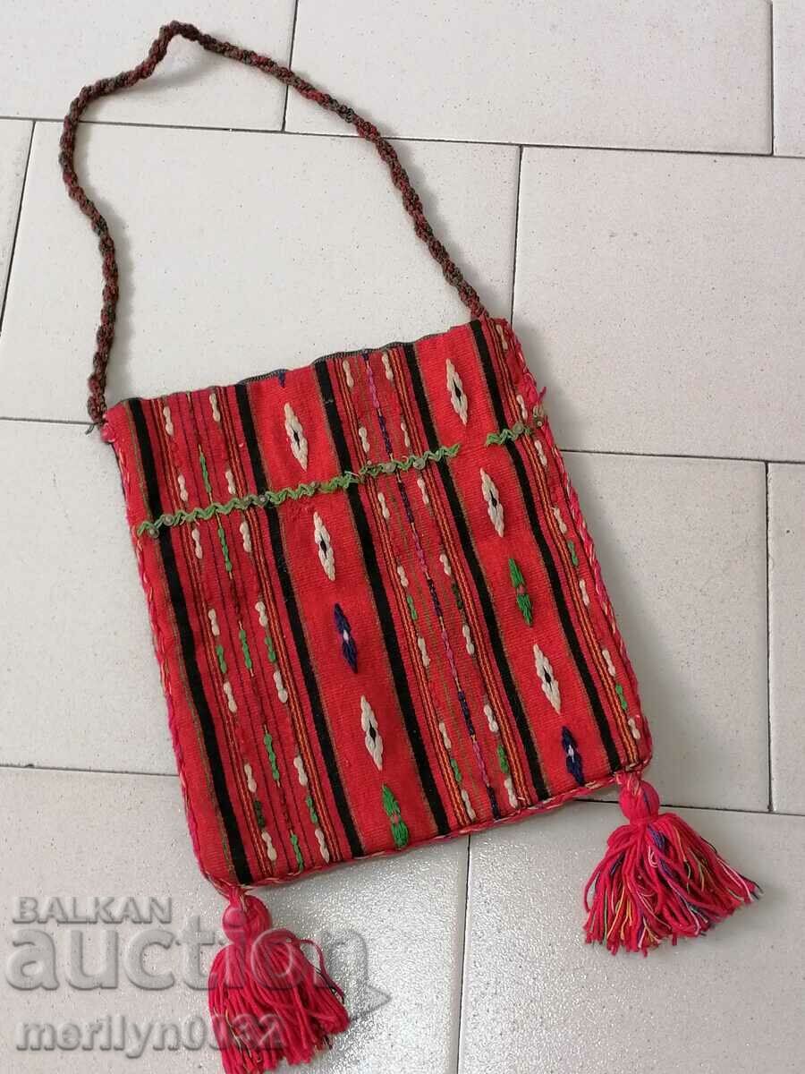 Auction Old handwoven carol bag with tinsel Auction Old handwoven carol bag with tinsel