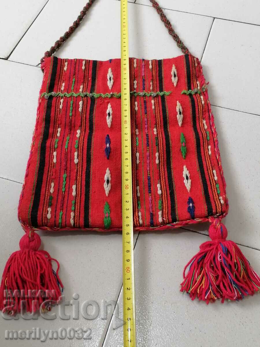Old handwoven carol bag with tinsel - 5 Old handwoven carol bag with tinsel - 5