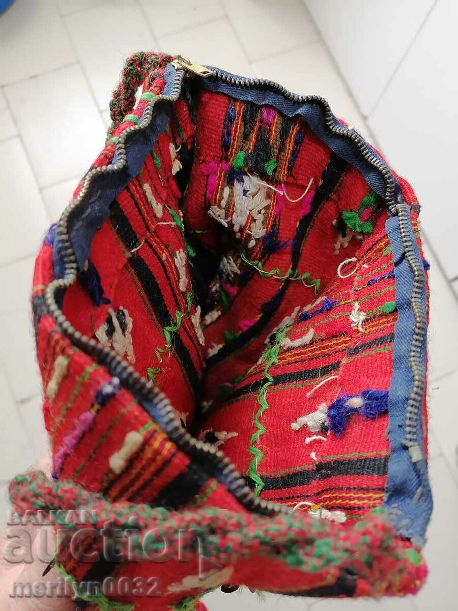 Old handwoven carol bag with tinsel - 7 Old handwoven carol bag with tinsel - 7