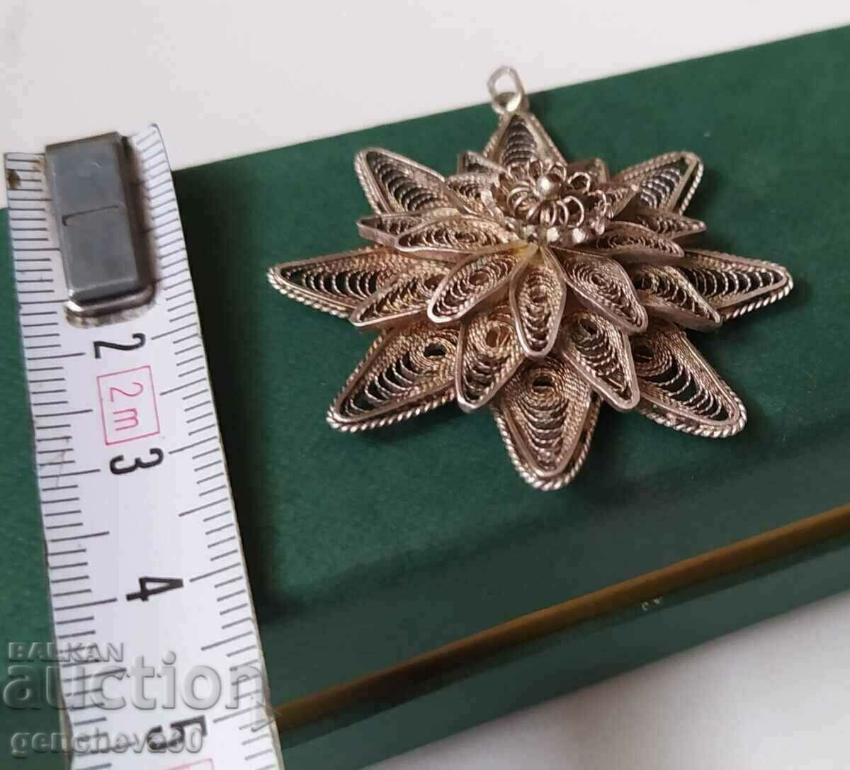 Large silver filigree pendant - 6 Large silver filigree pendant - 6